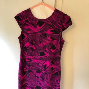 Beautiful Fuscia and Black, cap sleeved dress